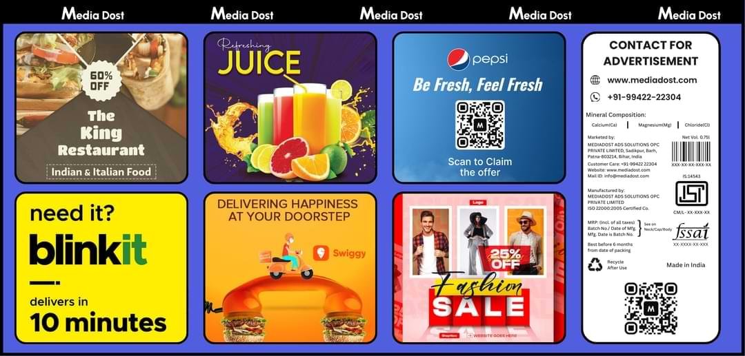 Hexa wrap water bottles ad at media dost